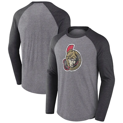 T-shirt à manches longues en mélange de coton pour homme Fanatics Heather Grey Ottawa Senators Special Edition