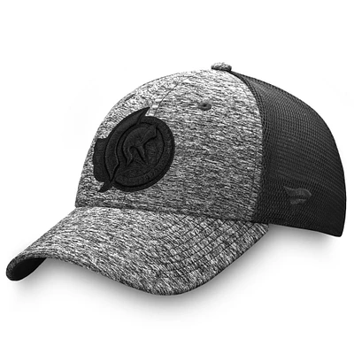 Casquette de camionneur flexible authentique pour entraînement et voyage Fanatics homme, noir chiné/noir, Sénateurs d'Ottawa
