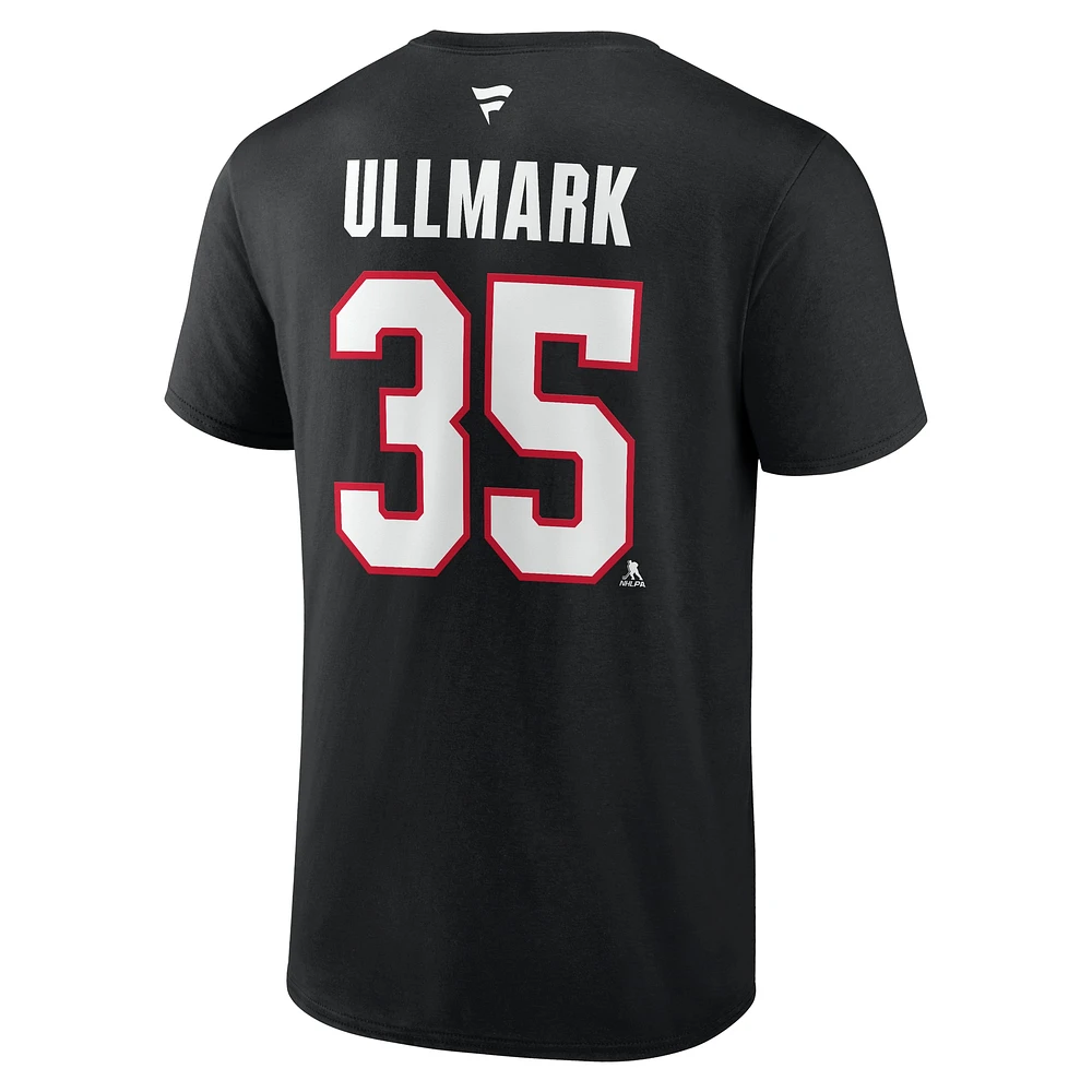 Men's Fanatics Linus Ullmark Black Ottawa Senators Authentic Stack Name & Number T-Shirt