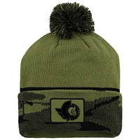 Men's Fanatics  Olive Ottawa Senators Military Appreciation Cuffed Knit Hat with Pom