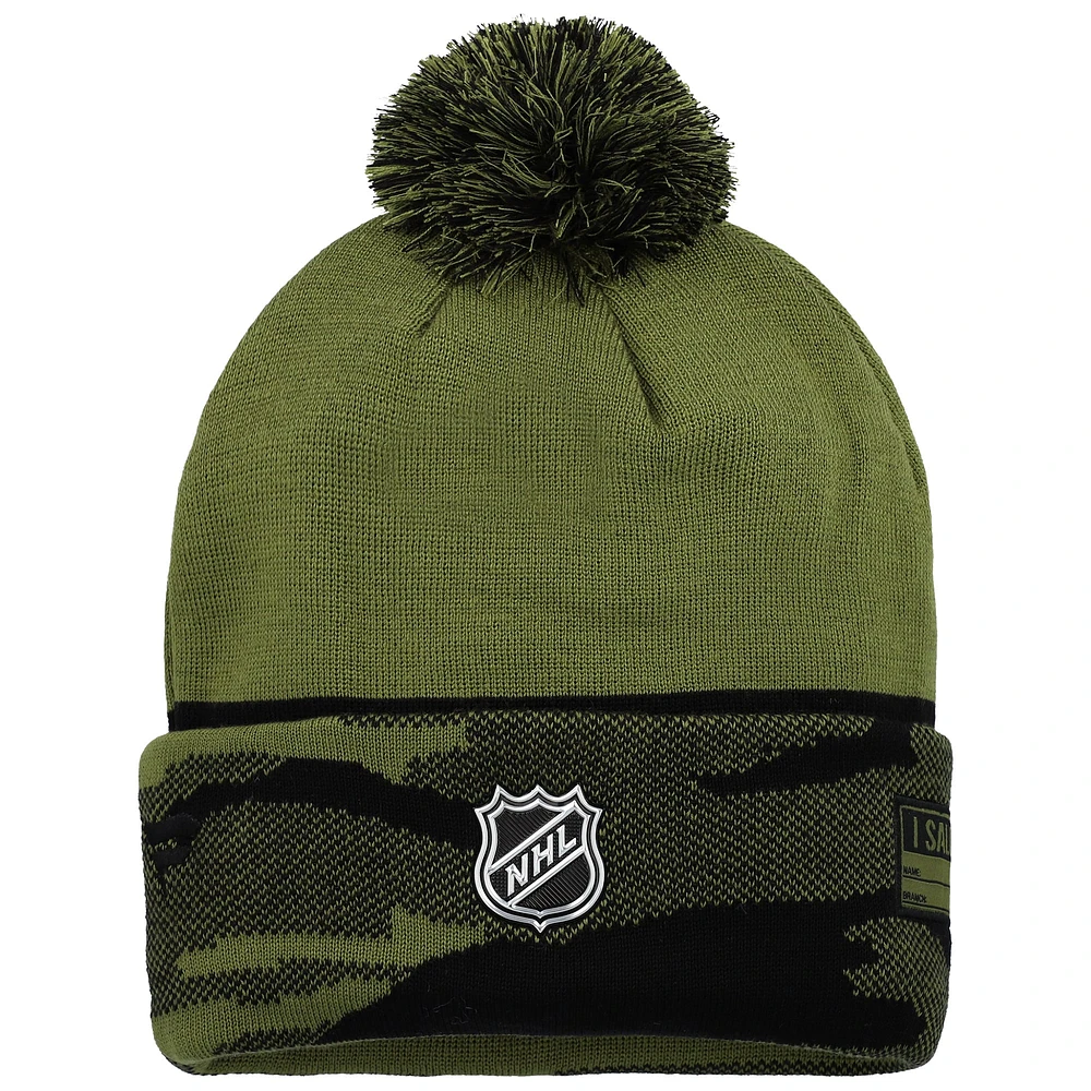 Men's Fanatics  Olive Ottawa Senators Military Appreciation Cuffed Knit Hat with Pom