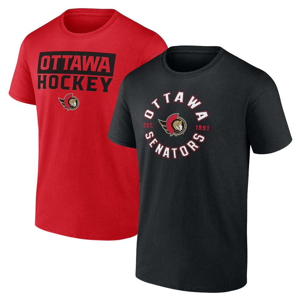 Pack combiné de t-shirts service des Sénateurs d'Ottawa Fanatics pour hommes