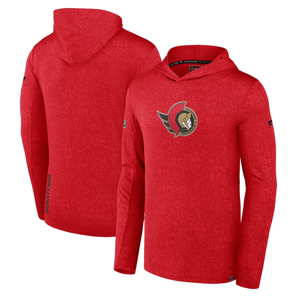 Men's Fanatics Red Ottawa Senators Authentic Pro Lightweight Pullover Hoodie