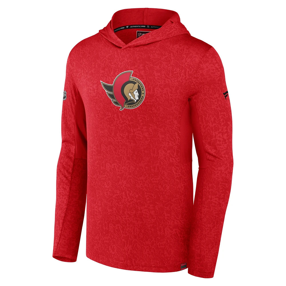Men's Fanatics Red Ottawa Senators Authentic Pro Lightweight Pullover Hoodie