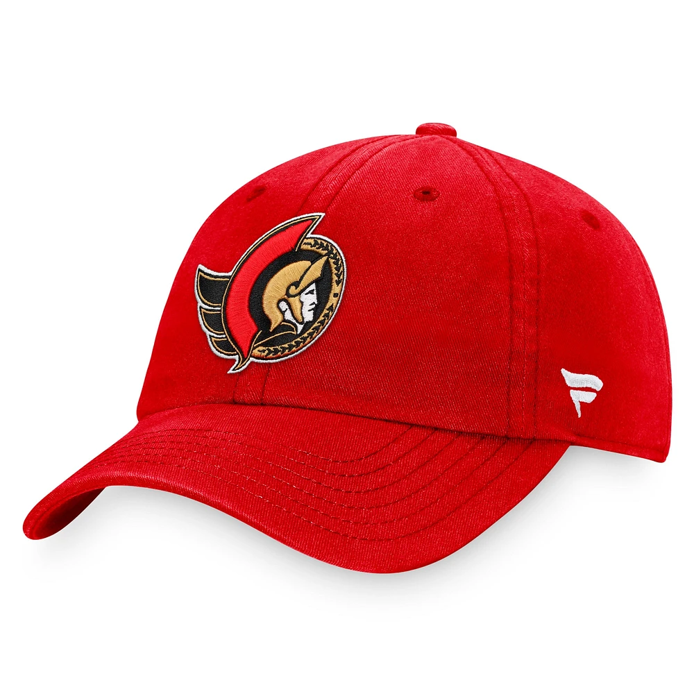 Fanatics Red Ottawa Senators Core Primary Logo pour hommes - Casquette réglable