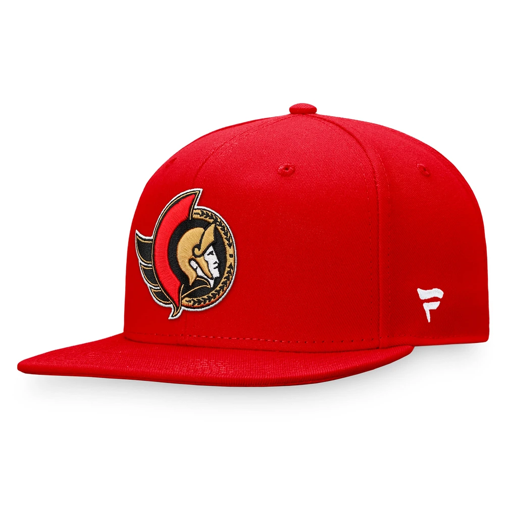 Casquette ajustée avec logo principal Fanatics Red Ottawa Senators Core pour hommes