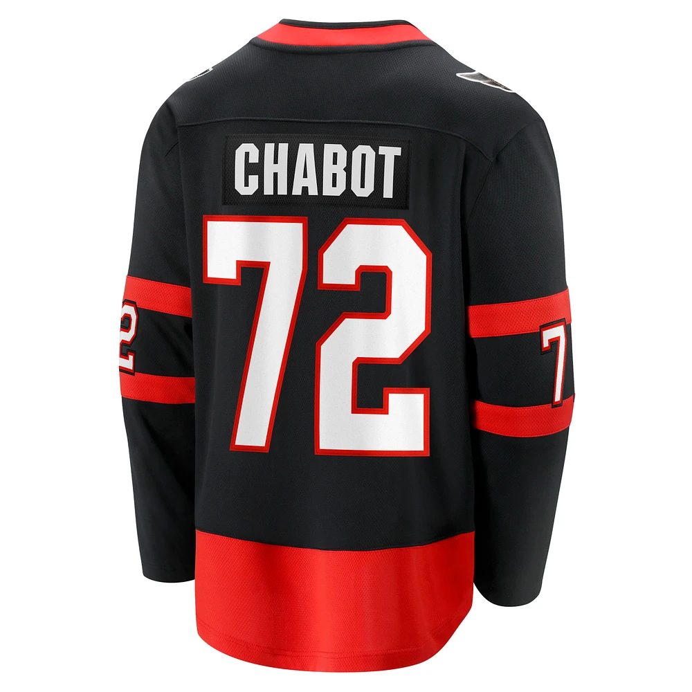 Fanatics pour hommes Thomas Chabot noir Maillot d'évasion à domicile des Sénateurs d'Ottawa