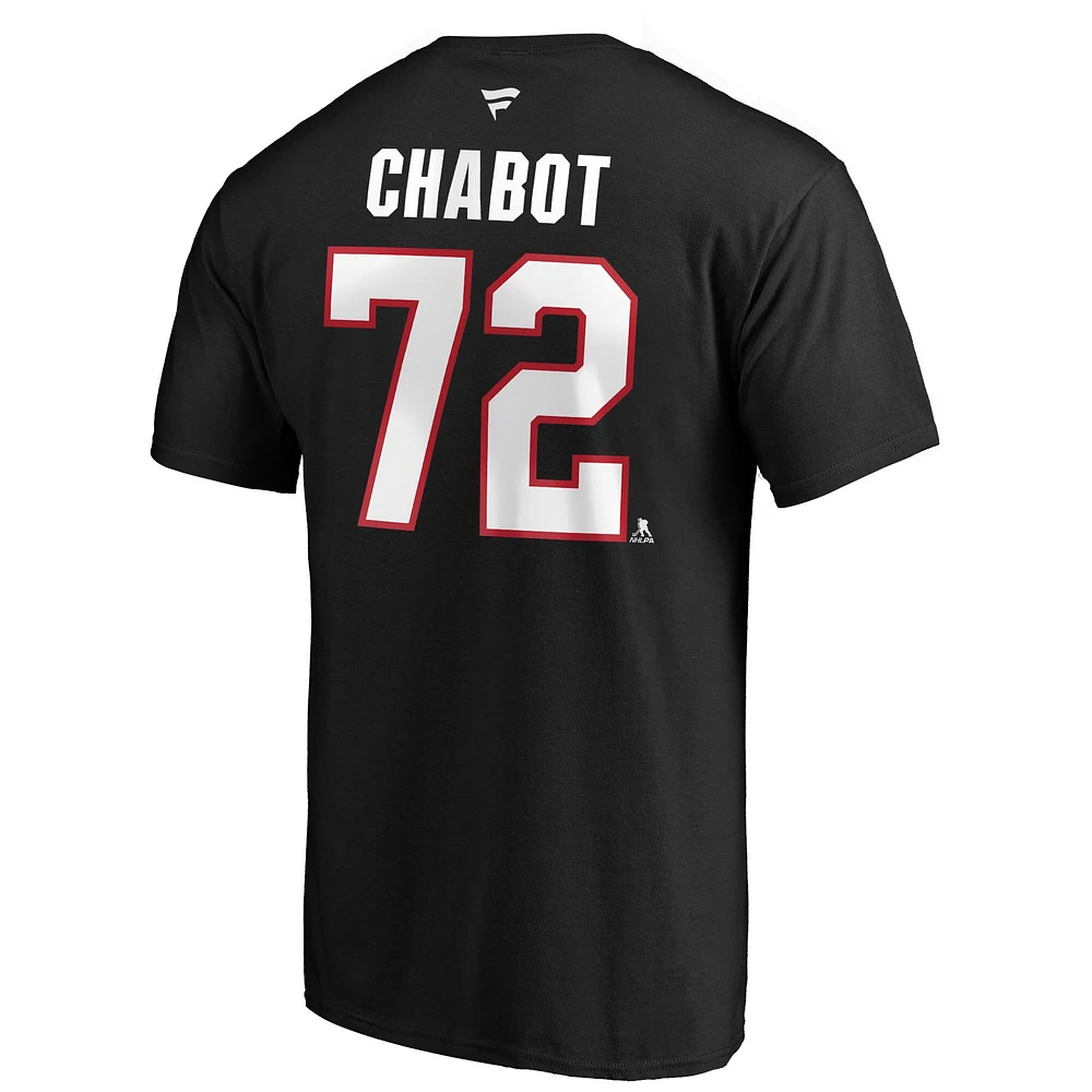 Fanatiques pour hommes de marque Thomas Chabot Noir Logo des Sénateurs d'Ottawa Nom et numéro authentiques la pile - T-shirt