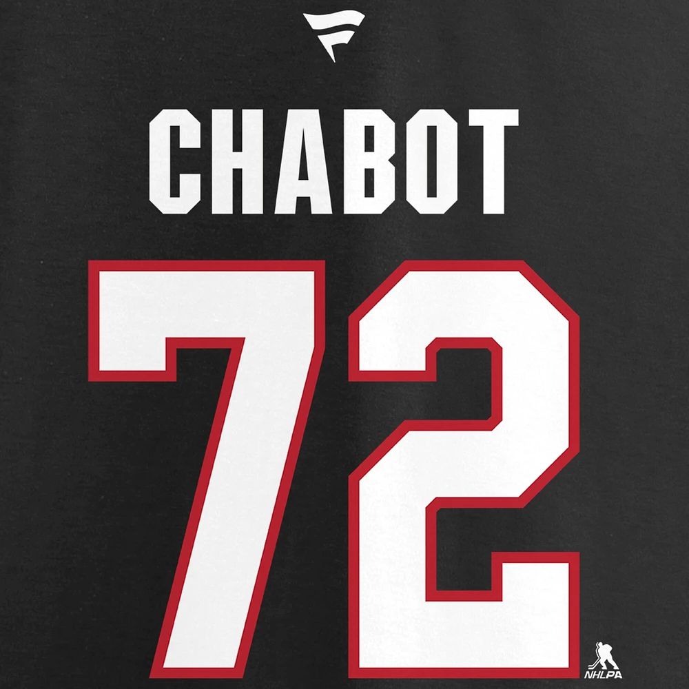 Fanatiques pour hommes de marque Thomas Chabot Noir Logo des Sénateurs d'Ottawa Nom et numéro authentiques la pile - T-shirt