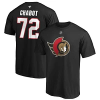 Fanatiques pour hommes de marque Thomas Chabot Noir Logo des Sénateurs d'Ottawa Nom et numéro authentiques la pile - T-shirt