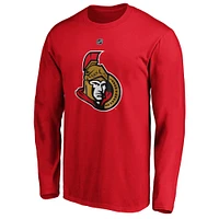 Fanatics pour hommes de marque Thomas Chabot Red Ottawa Senators Authentic Stack Name & Number - T-shirt à manches longues