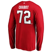 Fanatics pour hommes de marque Thomas Chabot Red Ottawa Senators Authentic Stack Name & Number - T-shirt à manches longues