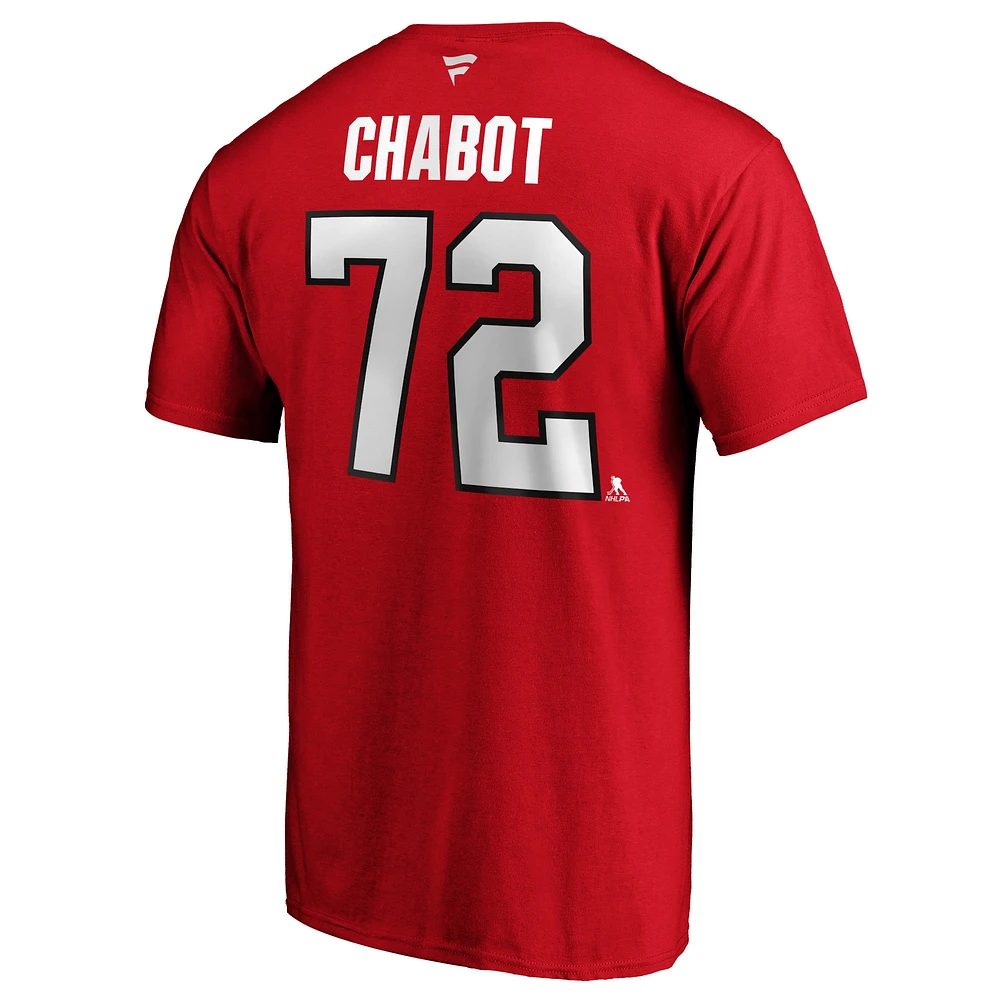 Fanatiques masculins de marque Thomas Chabot Rouge Logo des Sénateurs d'Ottawa Nom et numéro authentiques la pile - T-shirt