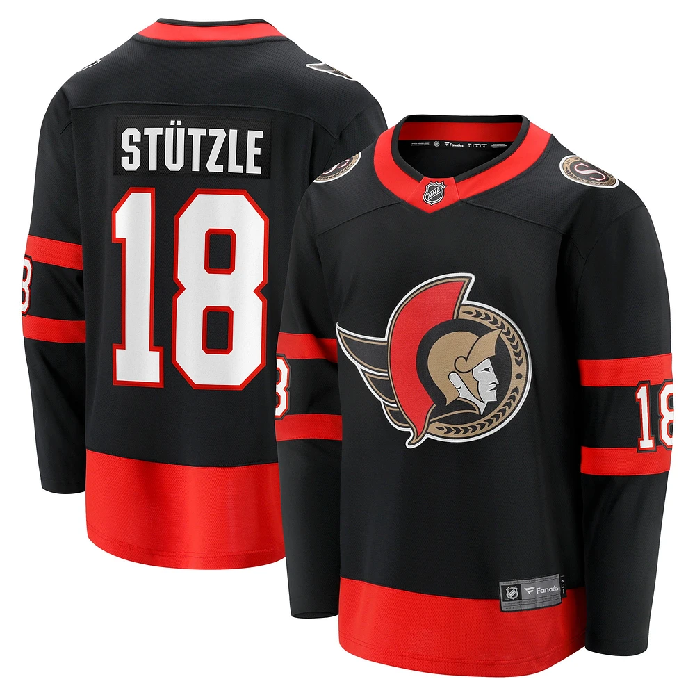 Fanatics pour hommes Tim Stutzle, joueur échappé à domicile des Sénateurs d'Ottawa, noir - Maillot