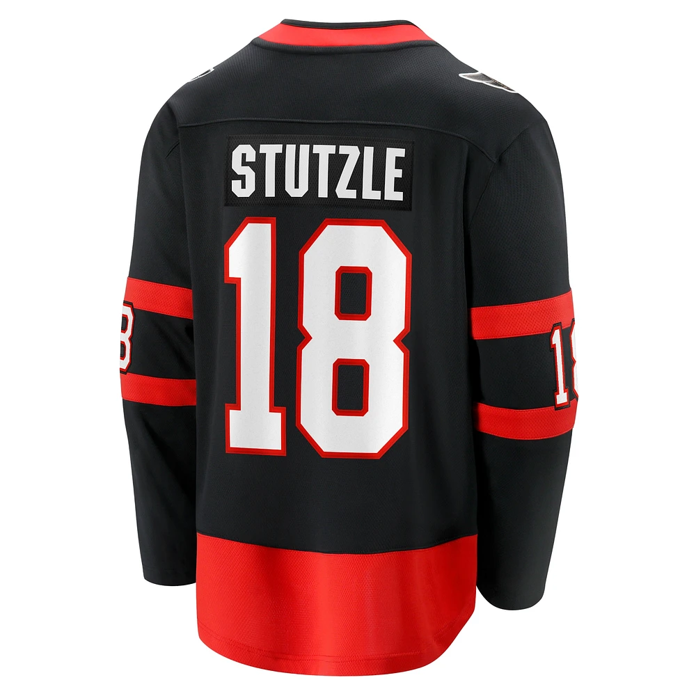 Fanatics pour hommes Tim Stutzle, noir, joueur échappé à domicile des Sénateurs d'Ottawa - Maillot