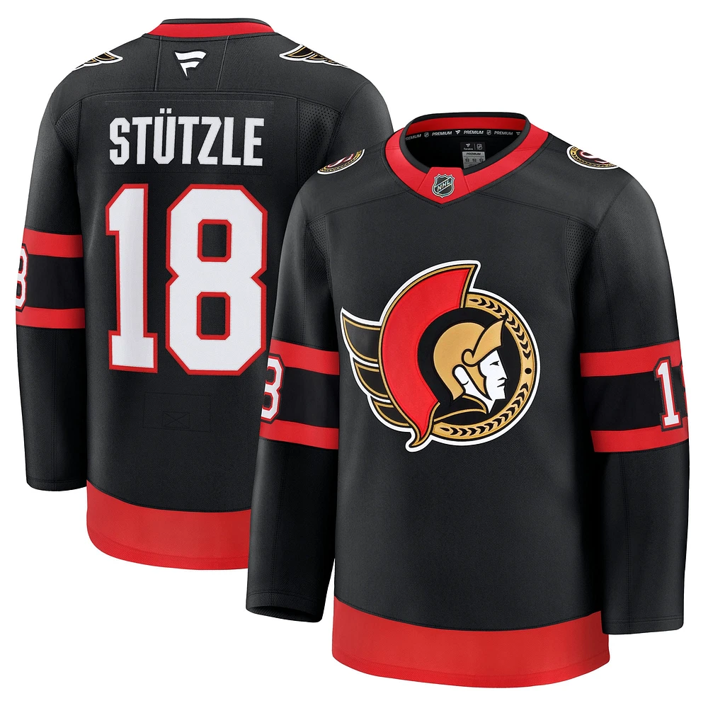 Maillot de joueur à domicile noir qualité supérieure des Sénateurs d'Ottawa Tim Stutzle Fanatics pour hommes