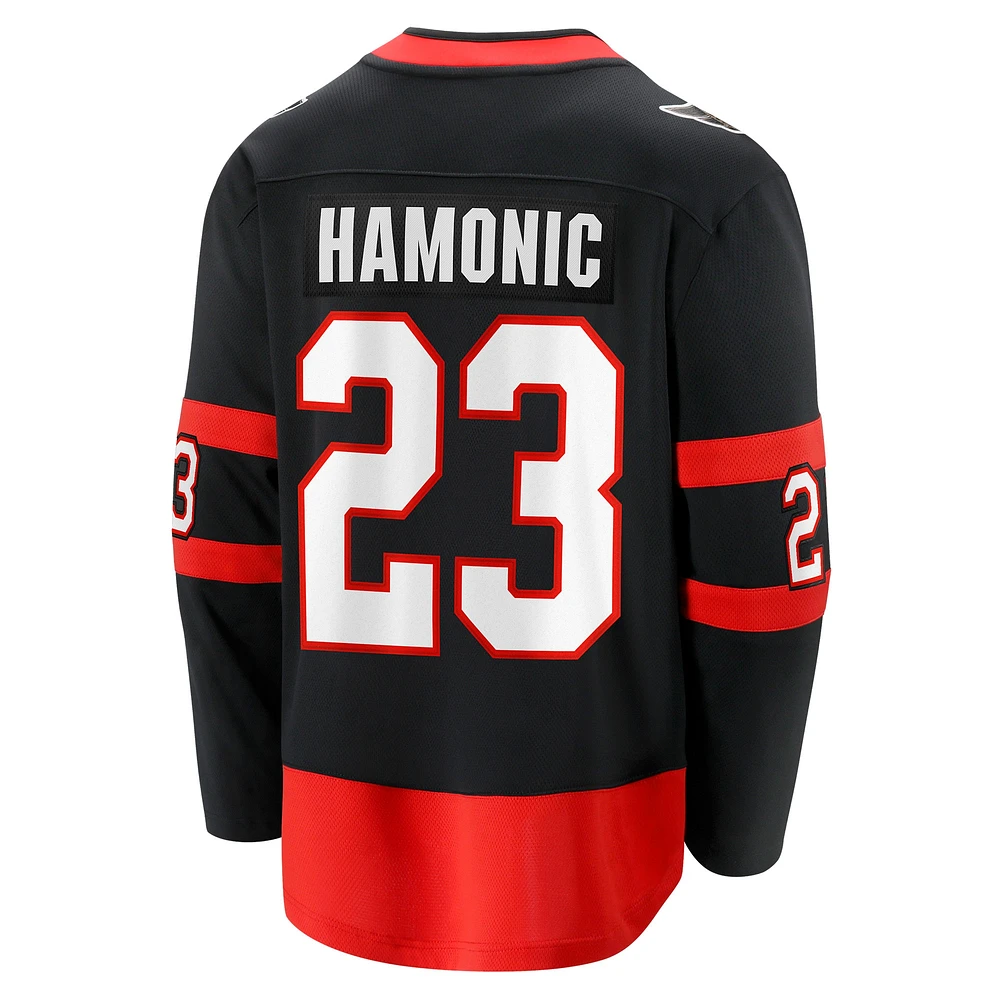 Fanatics Travis Hamonic pour hommes, joueur échappé à domicile des Sénateurs d'Ottawa, noir - Maillot