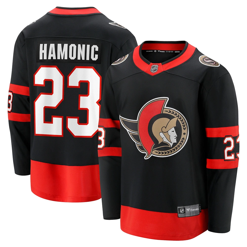 Fanatics Travis Hamonic pour hommes, joueur échappé à domicile des Sénateurs d'Ottawa, noir - Maillot