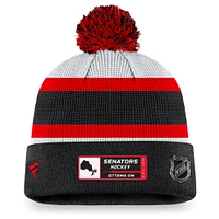 Men's Fanatics White/Black Ottawa Senators Authentic Pro Draft Cuffed Knit Hat with - Pom