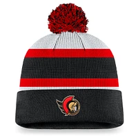 Men's Fanatics White/Black Ottawa Senators Authentic Pro Draft Cuffed Knit Hat with - Pom