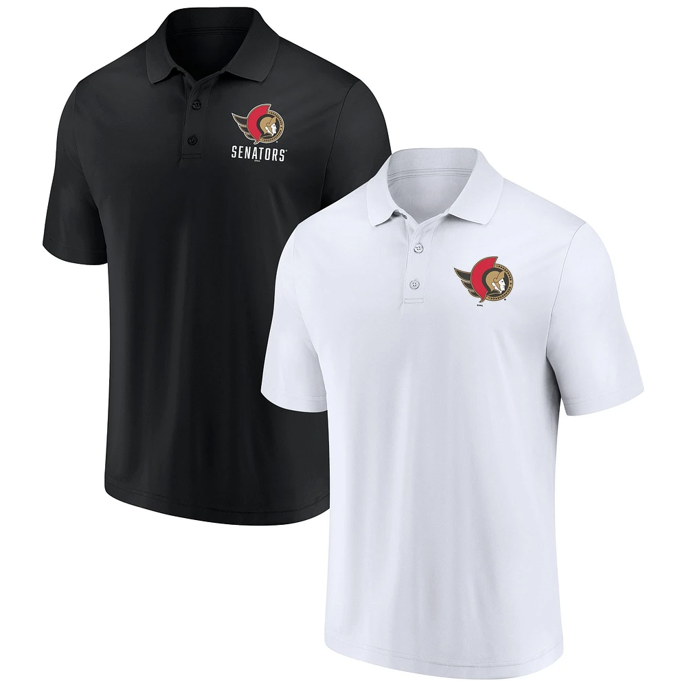 Men's Fanatics White/Black Ottawa Senators Polo Combo Set