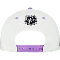 Casquette ajustable authentique Pro Hockey Fights Cancer pour homme, blanche/lavande