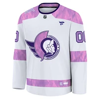 Men's Fanatics  White Ottawa Senators 2024 Hockey Fights Cancer Custom Practice Jersey