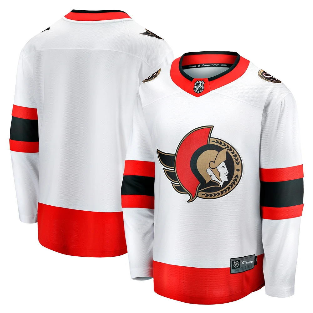 Hommes Fanatics Branded White Ottawa Senators 2020/21 Away - Premier Breakaway Jersey