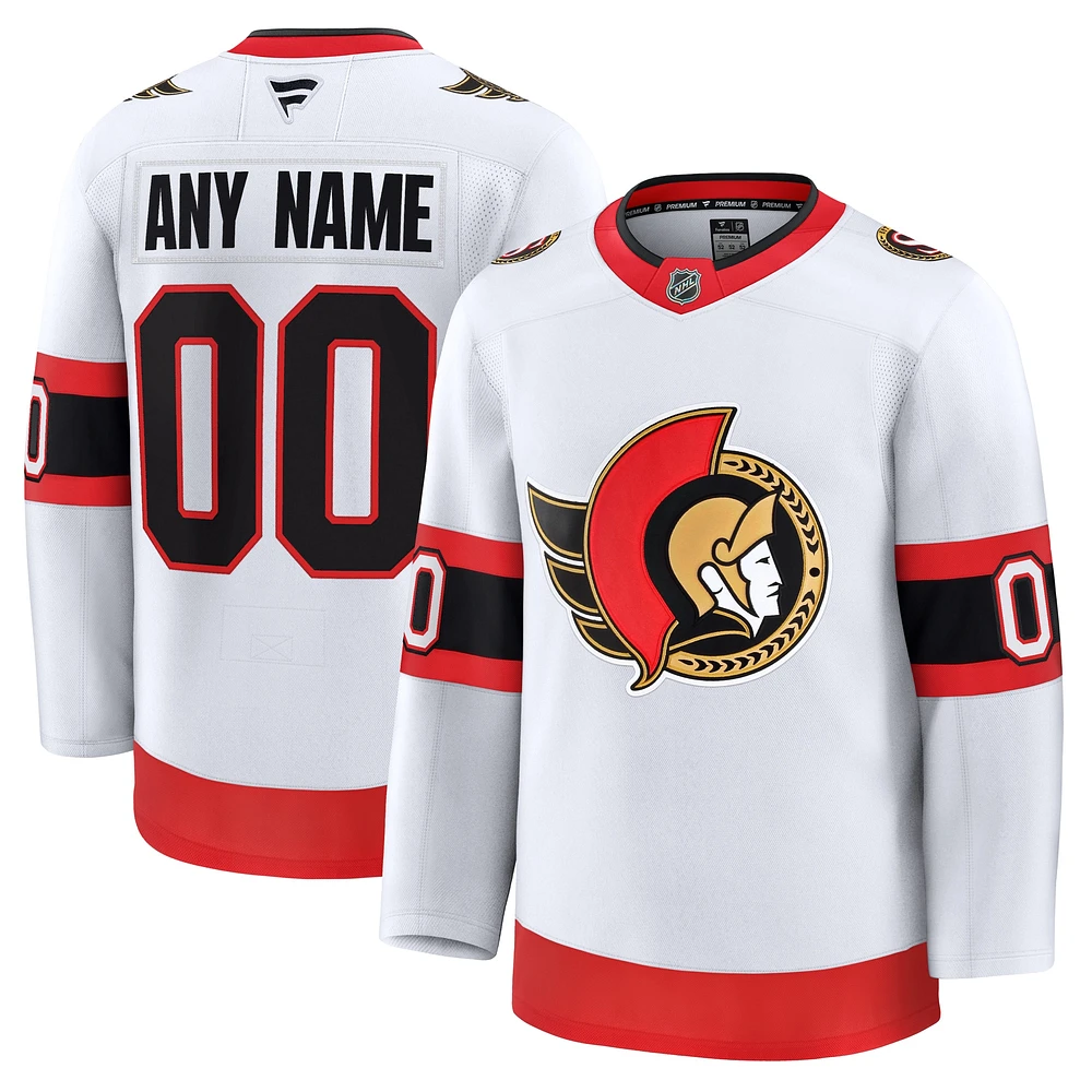 Men's Fanatics White Ottawa Senators Away Premium Custom Jersey