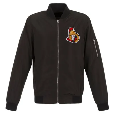 Ottawa Senators JH Design Lightweight Nylon Bomber Jacket - Black