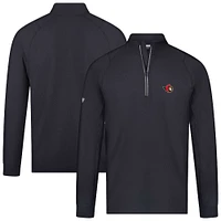 Men's Levelwear Black Ottawa Senators Theory Insignia Core Raglan Quarter-Zip Pullover Top