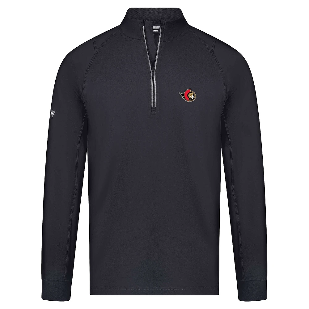 Men's Levelwear Black Ottawa Senators Theory Insignia Core Raglan Quarter-Zip Pullover Top