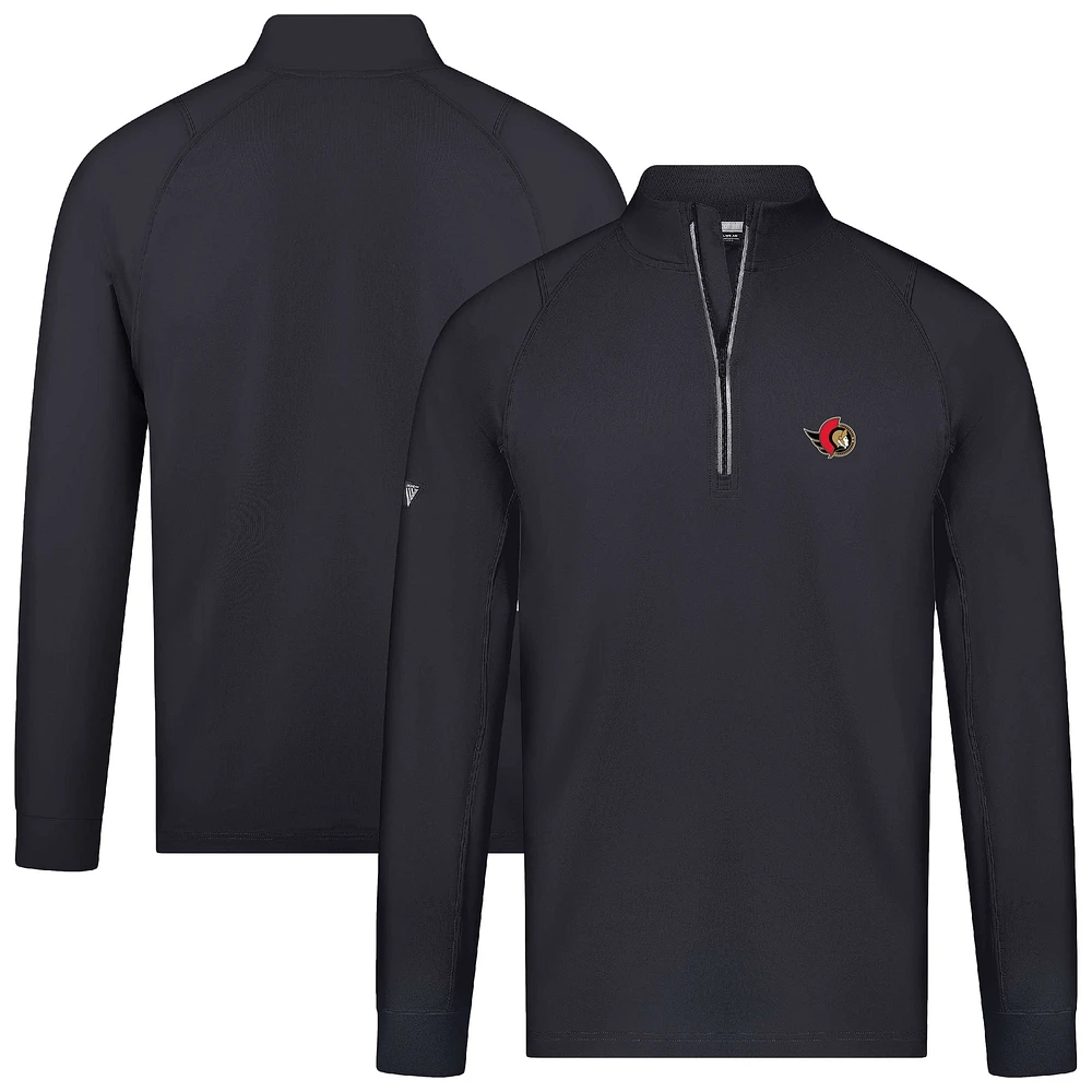 Men's Levelwear Black Ottawa Senators Theory Insignia Core Raglan Quarter-Zip Pullover Top