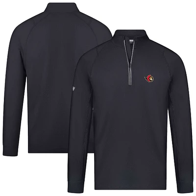 Men's Levelwear Black Ottawa Senators Theory Insignia Core Raglan Quarter-Zip Pullover Top