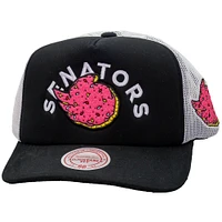 Casquette snapback noire/blanche pour homme des Sénateurs d'Ottawa avec beignet et miettes Mitchell & Ness
