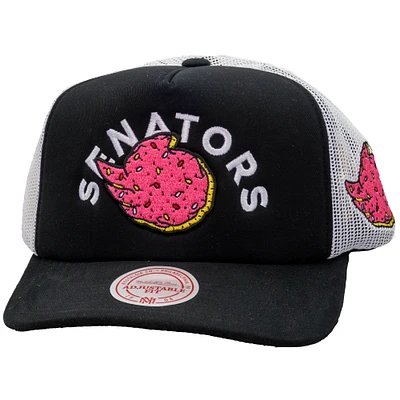Casquette snapback noire/blanche pour homme des Sénateurs d'Ottawa avec beignet et miettes Mitchell & Ness