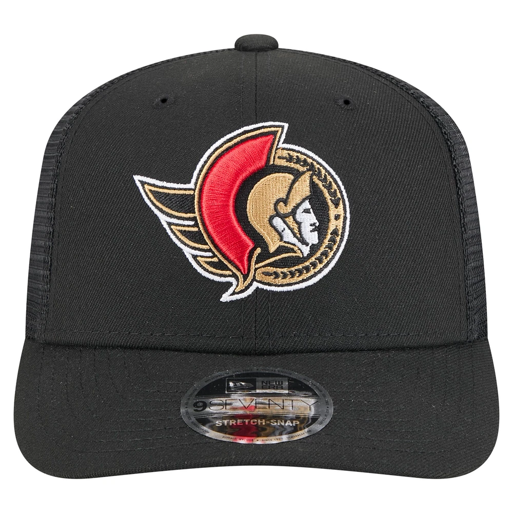Men's New Era Black Ottawa Senators 9SEVENTY Stretch-Snap Trucker Hat