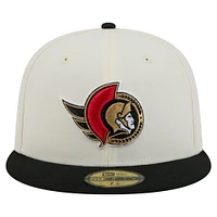 Men's New Era Cream/Black Ottawa Senators Chrome 59FIFTY Fitted Hat