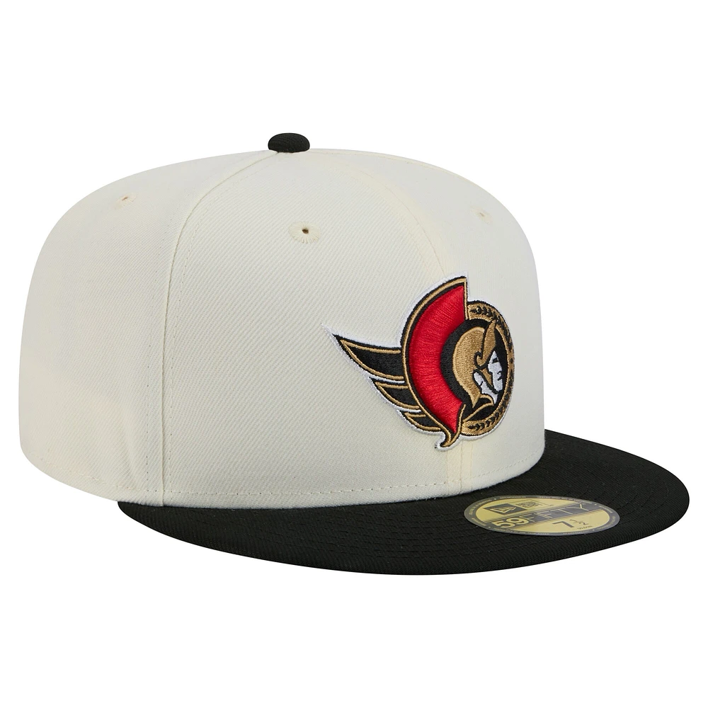 Men's New Era Cream/Black Ottawa Senators Chrome 59FIFTY Fitted Hat