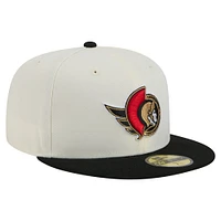Men's New Era Cream/Black Ottawa Senators Chrome 59FIFTY Fitted Hat