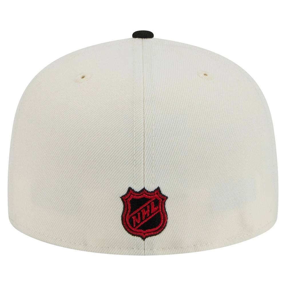 Men's New Era Cream/Black Ottawa Senators Chrome 59FIFTY Fitted Hat