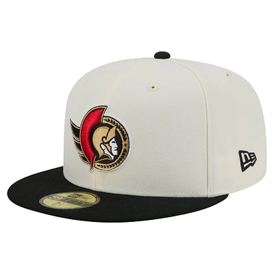 Men's New Era Cream/Black Ottawa Senators Chrome 59FIFTY Fitted Hat