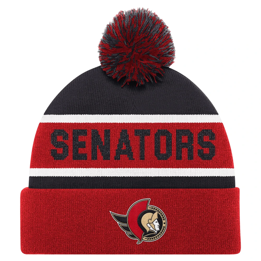 Men's Starter Black Ottawa Senators Cuffed Knit Hat with Pom