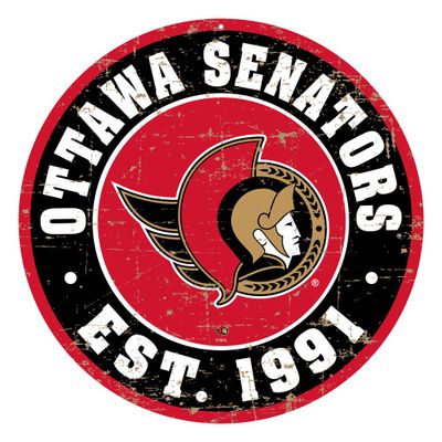 Ottawa Senators - 12'' Round Distressed Wall Sign