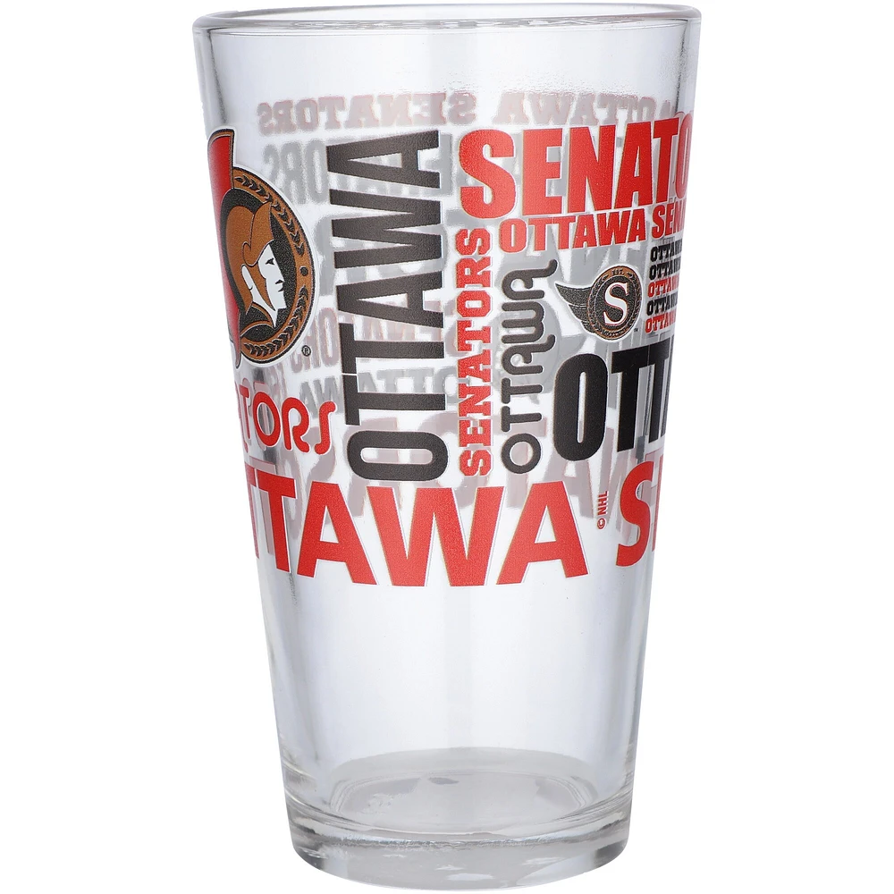 Sénateurs d'Ottawa 16oz. Verre à pinte esprit d'équipe