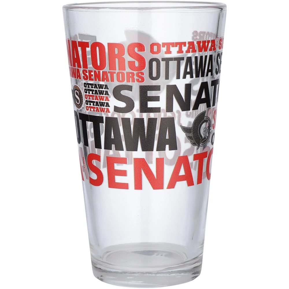 Sénateurs d'Ottawa 16oz. Verre à pinte esprit d'équipe