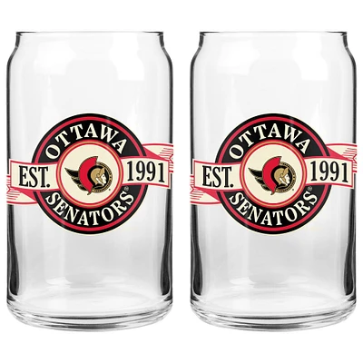 Le Sports Vault Sénateurs d'Ottawa 16 oz. Ensemble de deux verres à canettes