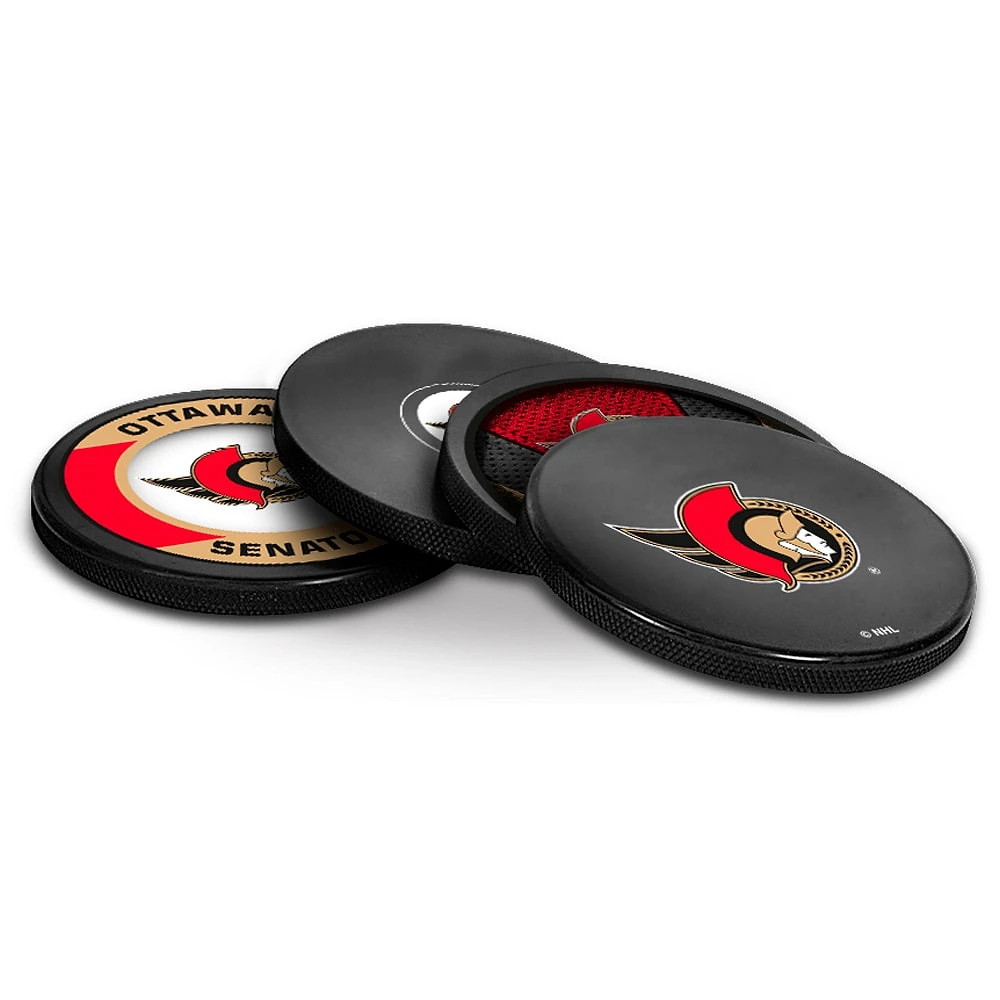 The Sports Vault Ottawa Senators Four-Piece Puck Coaster Set