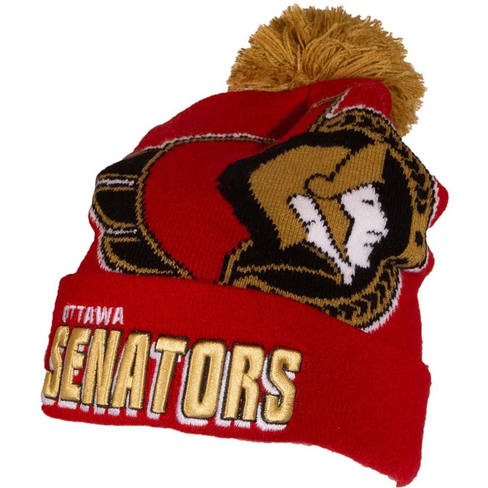 Unisex Mitchell & Ness Red Ottawa Senators Punchout - Cuffed Knit Hat with Pom