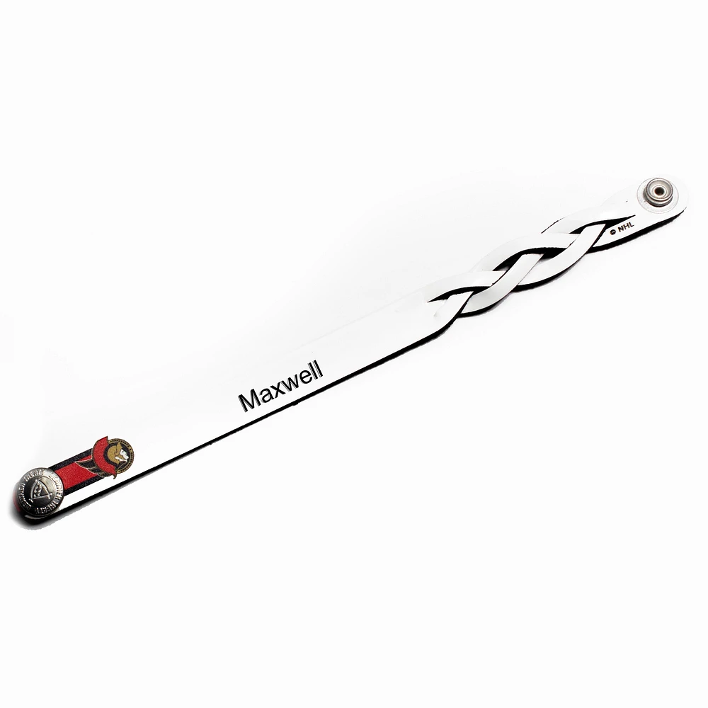 White Ottawa Senators Personalized Leather Single Braid Bracelet
